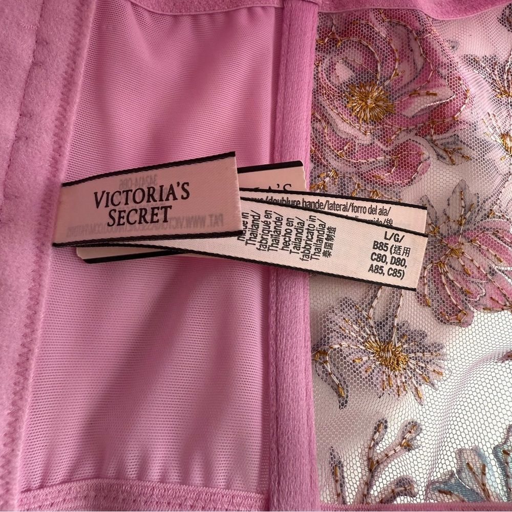 Victoria’s Secret Embroidery Cap-Sleeve Corset Top Lilac Chiffon Floral Large - Picture 6 of 12